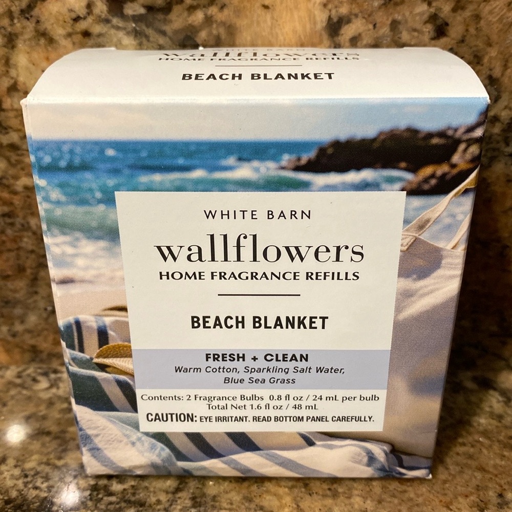 "BEACH BLANKET" by B&BW, 2-Pack Wallflowers Home Fragrance Refills, NEW + BOX